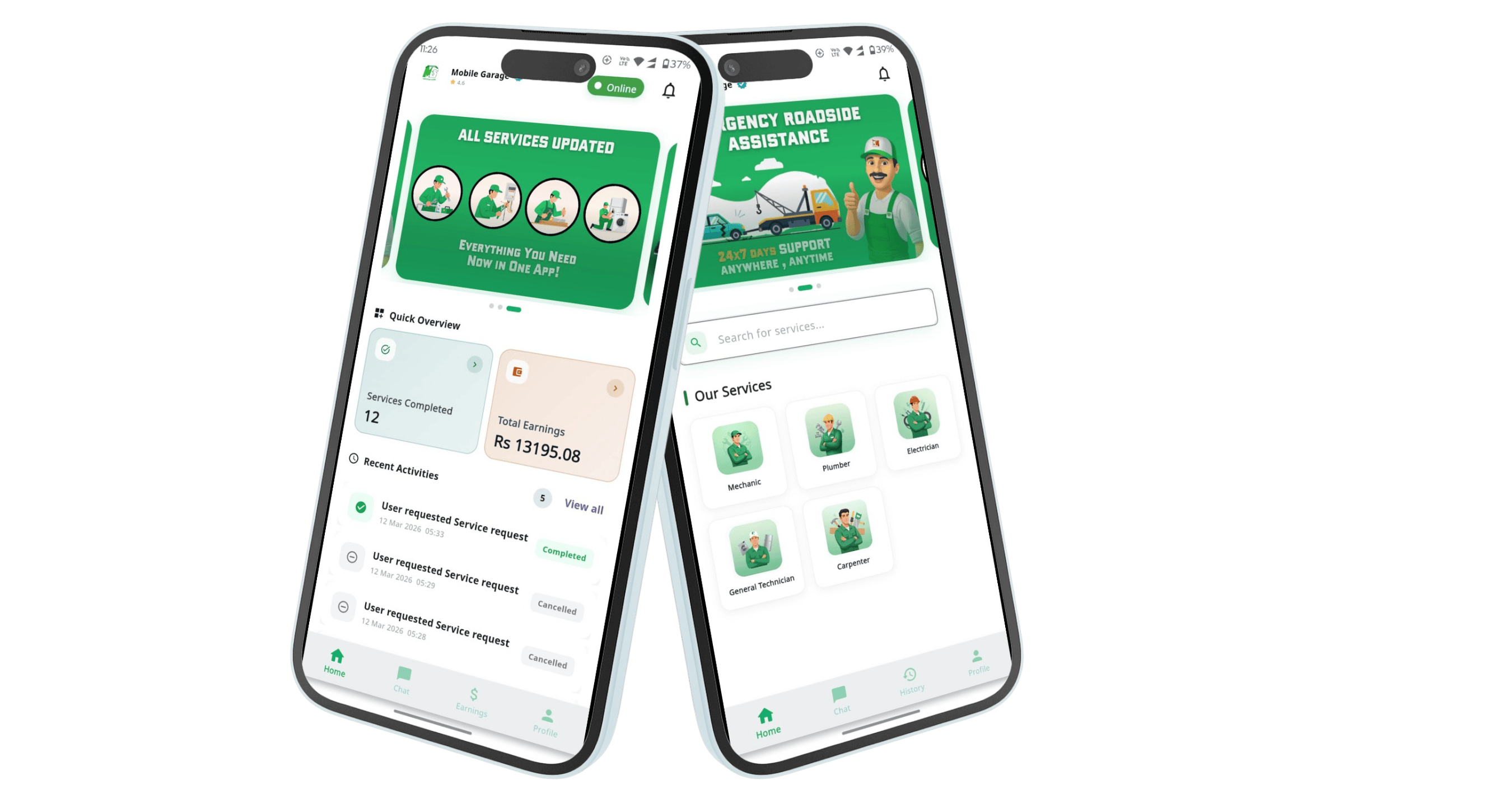 Mobile Garage Customer App